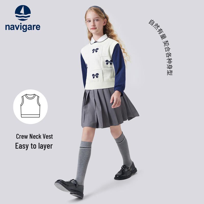 Navigare Girls' Australian Wool Blend Bowknot Knit Vest