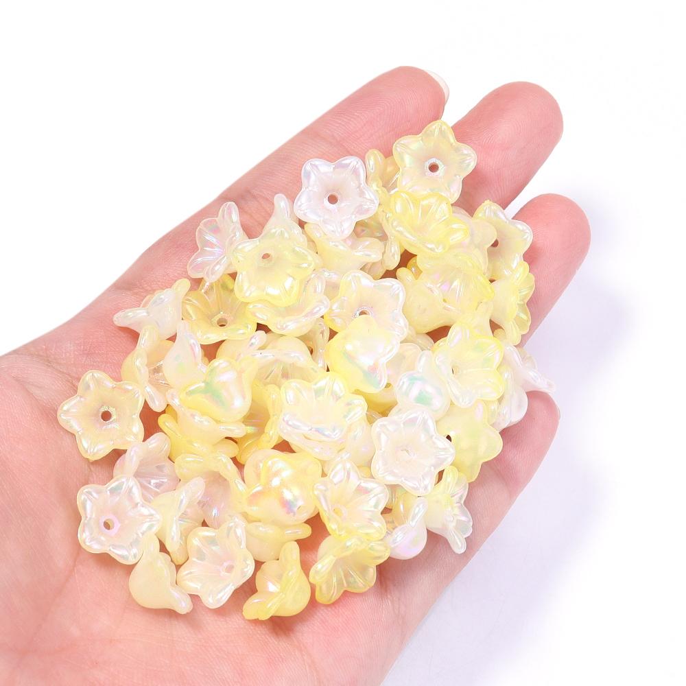 100pcs 6x12mm Flower Acrylic Beads Colorful Bell Orchid Flower Loose Beads For Jewelry Making DIY Bracelets Earrings Accessories