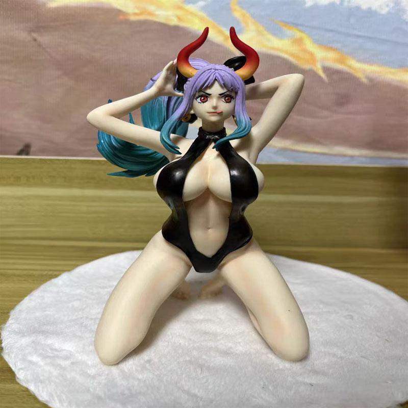 Anime One Piece 17cm Kneeling Position Sexy Swimsuit Yamato Girl Figure Model Gk Statue Collection Decoration Toys Gifts