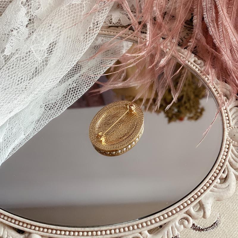 Exquisite French Retro Rose Enamel Pearl Brooch & 925 Silver Needle Earrings for Women
