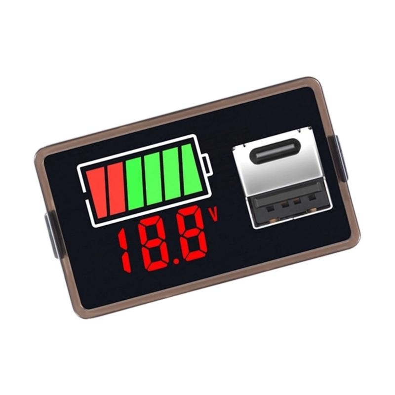 USB/Type C Port Battery Charge Indicator Meter For Leads Acid Lithiums Batteries Real Time Voltages Monitoring Devices