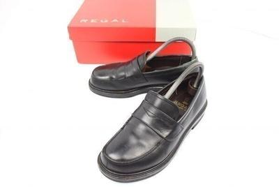 With Box Made In Japan Leather Coin Loafer 23.5 Men Black Slip-On Business Dress Shoes(USED)