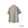 Men Turn Down Collar Short Sleeve Polo Shirt Fake Two Piece Raglan Casual Loose Daily Tops