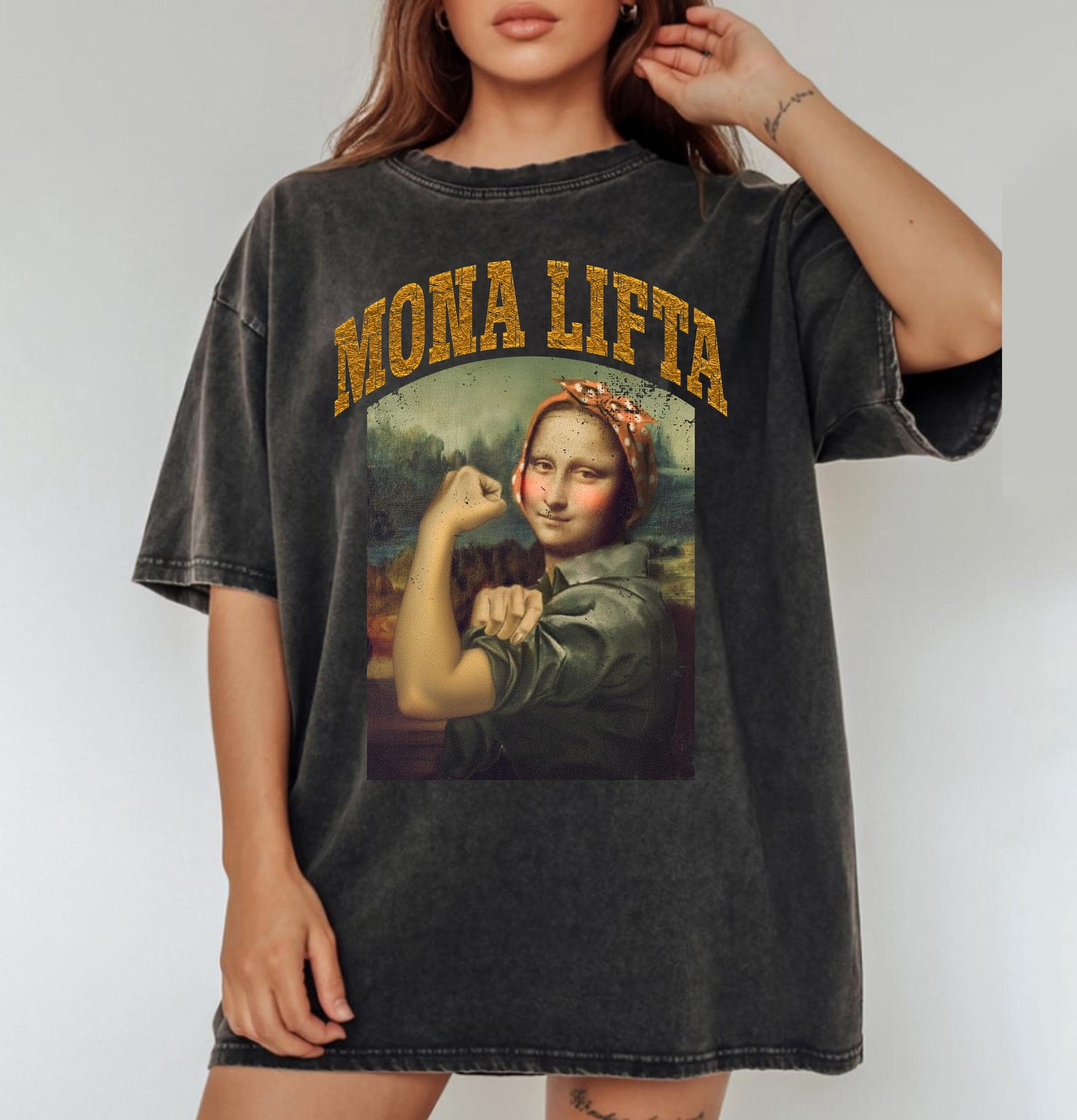 Mona Lifta T-Shirt, Funny Gym Shirt, Workout Tee, Athletic Sports Shirts S