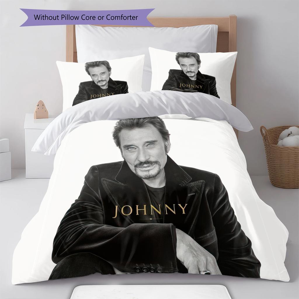 1PC Johnny Hallyday pattern Bedding Quilt Set Quilt Cover Pillowcase Home Decoration Birthday Gift (1 * duvet cover + 19 * pillowcase, without core)