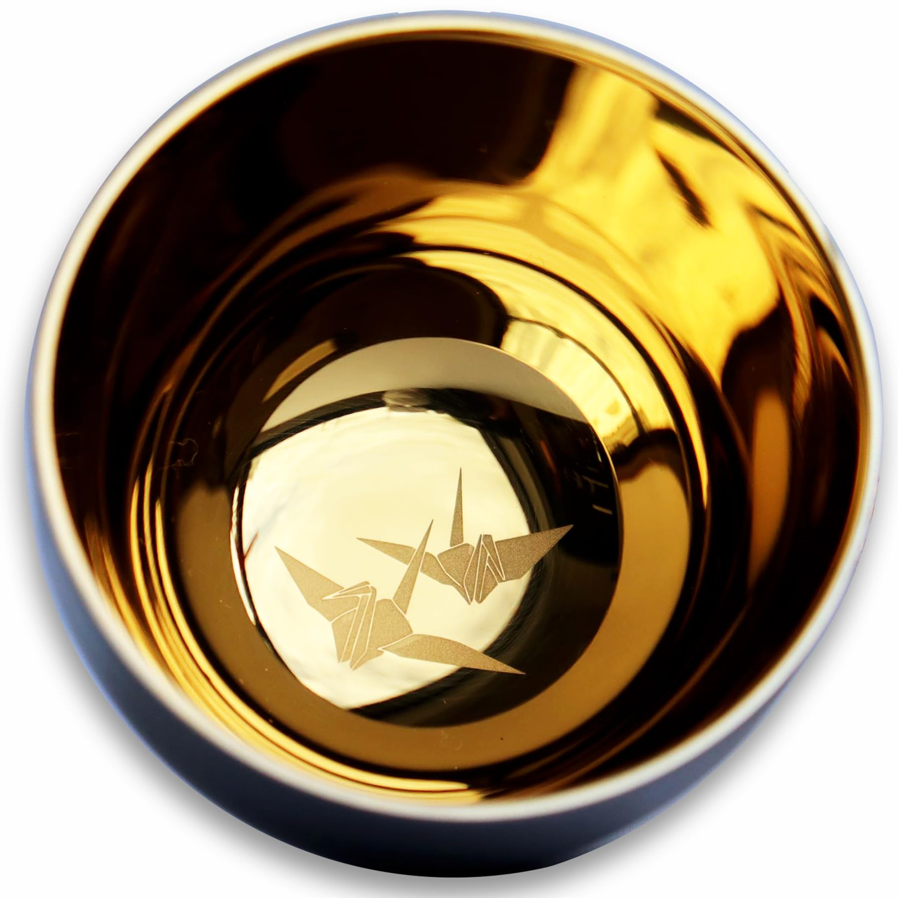 Nagao Sake Origami Crane Gold Diameter 6cm x Height Stainless Steel Made in Japan Tsubame-Sanjo Cup, Design, 5cm, 18-8 Double-Walled Construction,