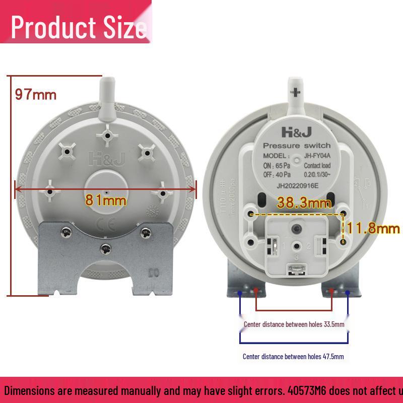 Universal Gas Water Heater Pneumatic Wind Pressure Switch for E4 E5 Fault Repair, Fits Wall-Mounted Boilers