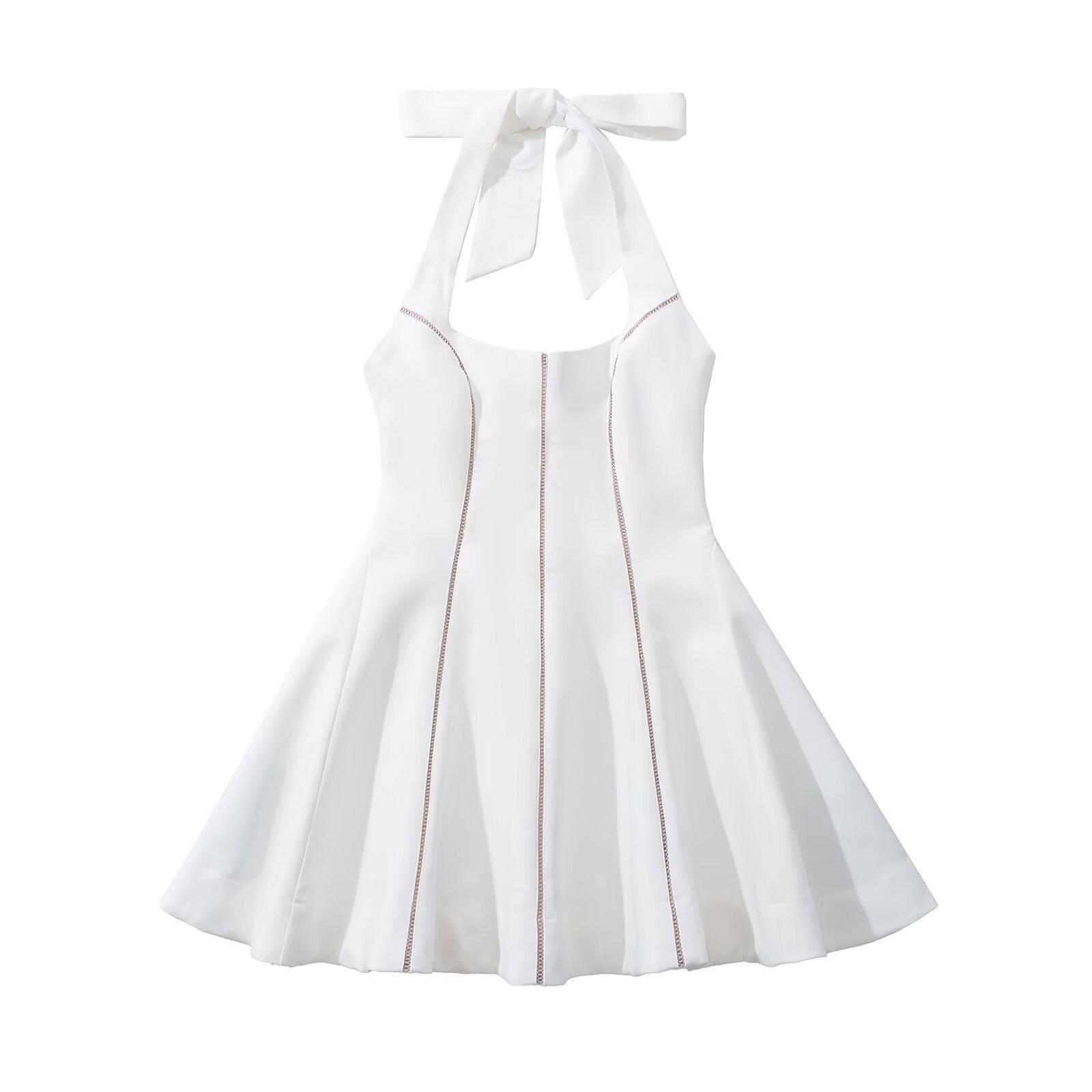 

Женская мода весна 2025: Платье в европейско-американском стиле с сетчатыми вставками, приталенное M белый