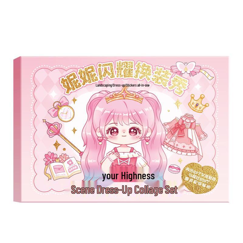 Nini Princess Dress-Up Sticker Set: Sparkling Dress-Up Show & Greeting Card Gift for Girls