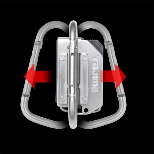 TAJIMA Safe System Detachable Tool Holder, Heavy-Duty Extra-Thick Stainless Steel, with Large Folding Carabiner, SFKHS-CLF, Attaches To Belt Later, Pr