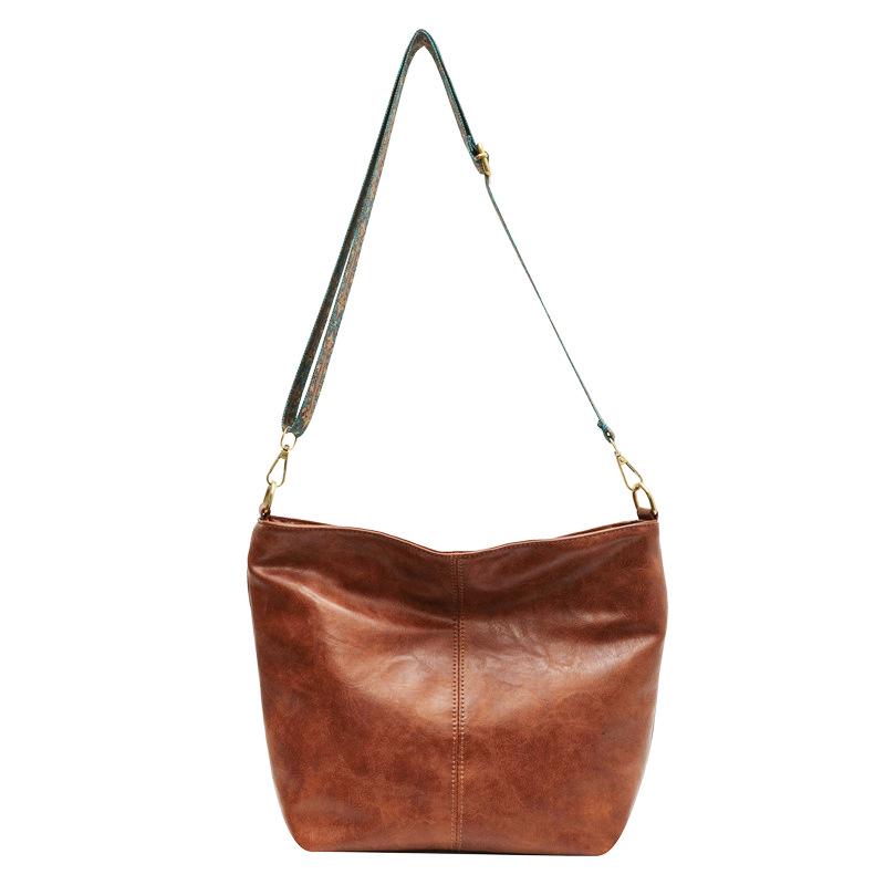 European & American Fashion Women's Retro PU Leather Shoulder Crossbody Bucket Bag
