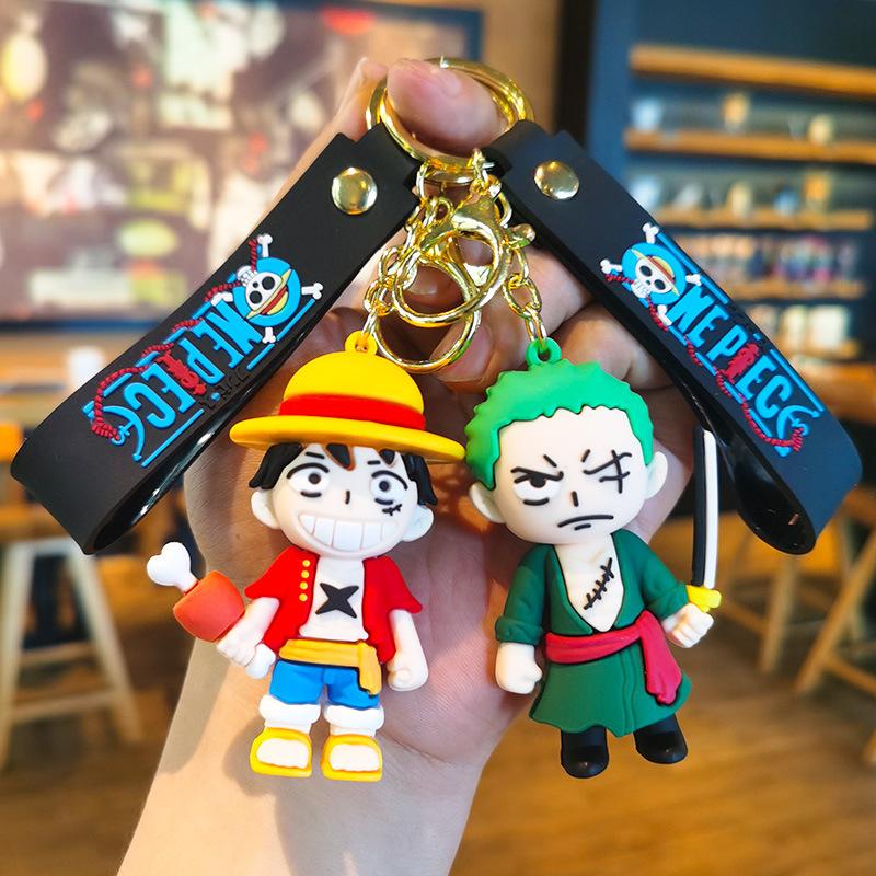 One Piece Series Luffy Ace Zoro Keychain Cross-border Popular Claw Machine Prize Gift for Girls On Festivals Kawaii Cute