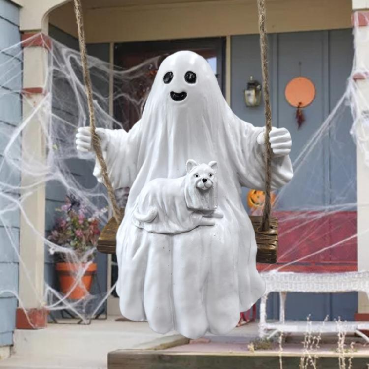 Halloween Resin Specters Swinging Charm Resin Swing Specters Figure Halloween Hanging Decors for Kids Family Enjoyment