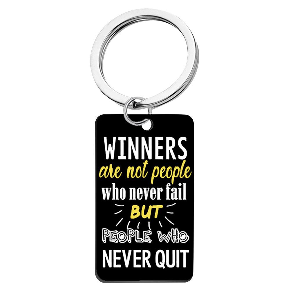 Stainless Steel Inspirational Quote Keychain There Is No Elevator To Success You Have To Take The Stairs Motivational Key Ring Durable Metal Pendant