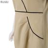 ZANZEA Women Casual Round Neck Summer Short Sleeve Sheath Dress