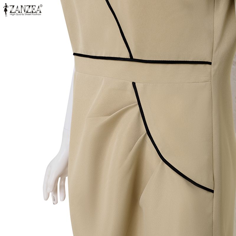 ZANZEA Women Casual Round Neck Summer Short Sleeve Sheath Dress