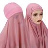 Muslim Women Bonnet + Chiffon Shawl Instant Under scarf Cap Islam Inner Scarf Headband Stretch Hijab Cover Headwrap Turbante