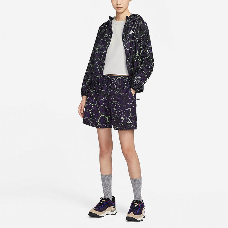 Nike ACG Series All Over Print High Waist Woven Casual Shorts Women Shorts Dark-Purple FB7863-555