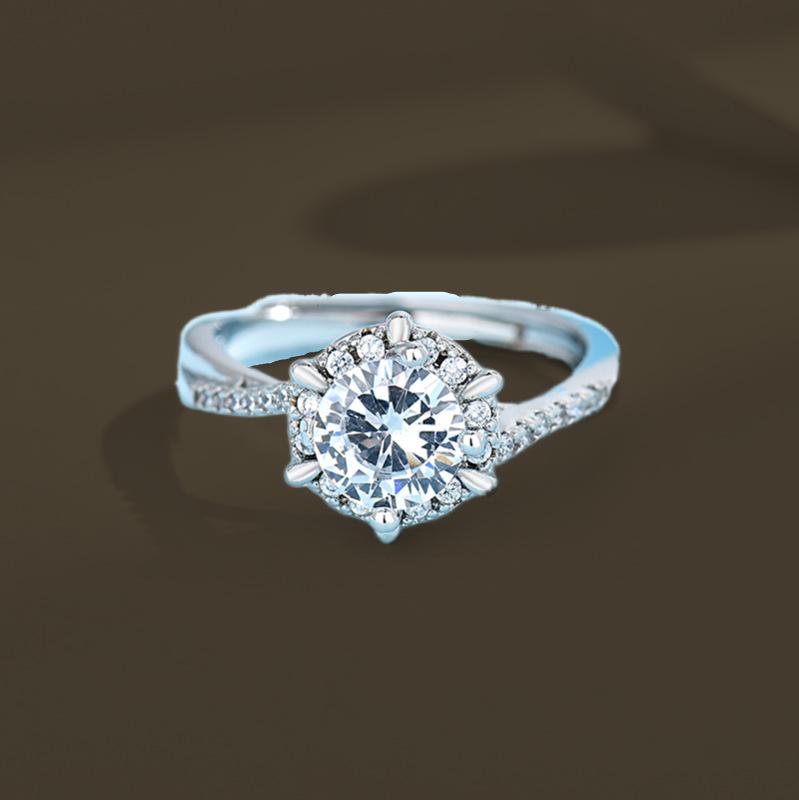 

Кольцо с бриллиантом муассанитом из стерлингового серебра S925 и браслет с витым плетением Adjustable Opening платиновый