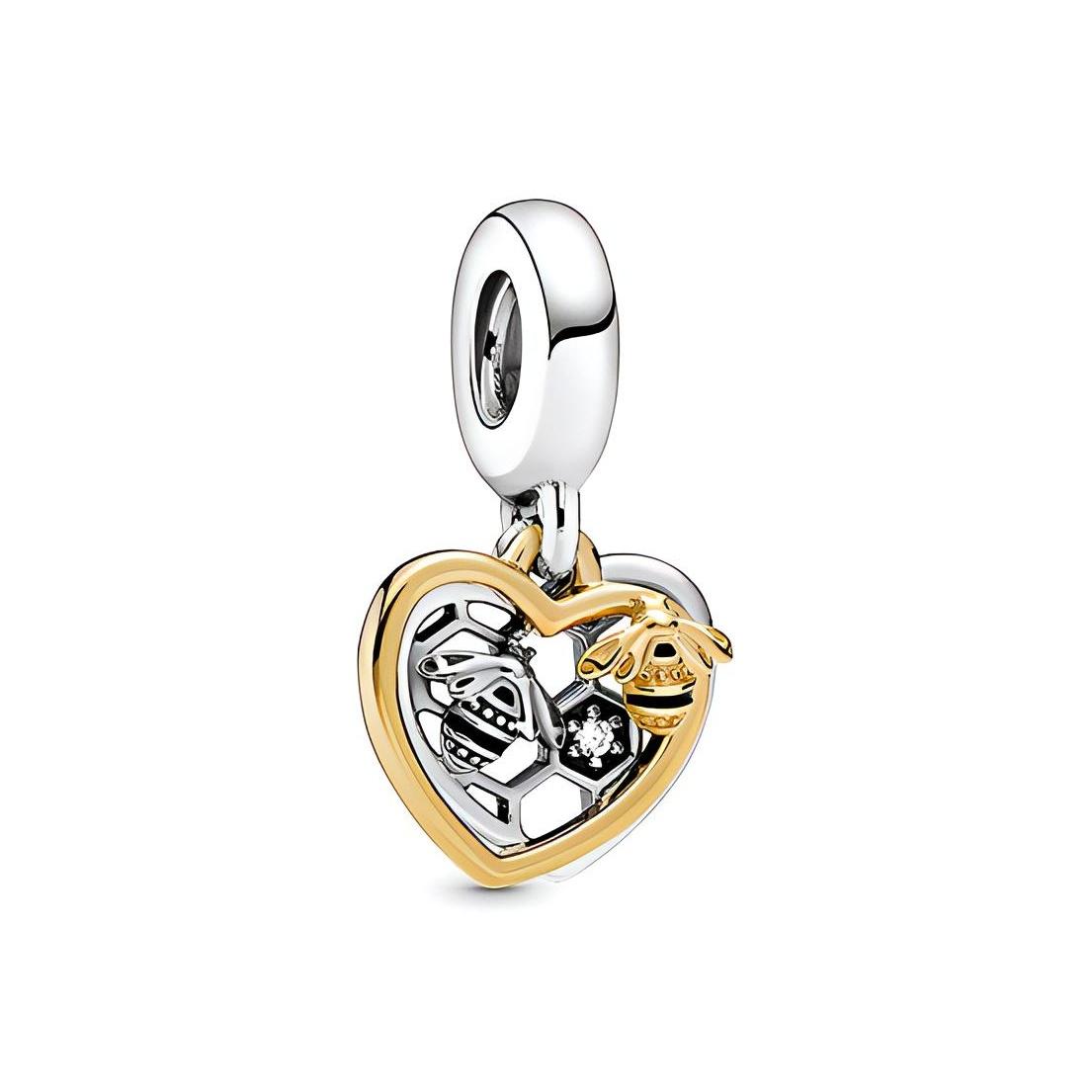 Pandora Shine Bee Heart Charm Unisex Charm 768838C01 Silver/Rose Gold