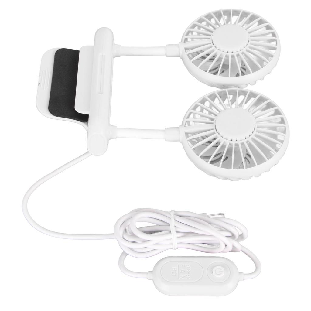 Monitor Fan 2 Heads 3 Speed Modes 6.6ft USB Cable Noiseless Space Saving Clip On Computer Fan for Family Office