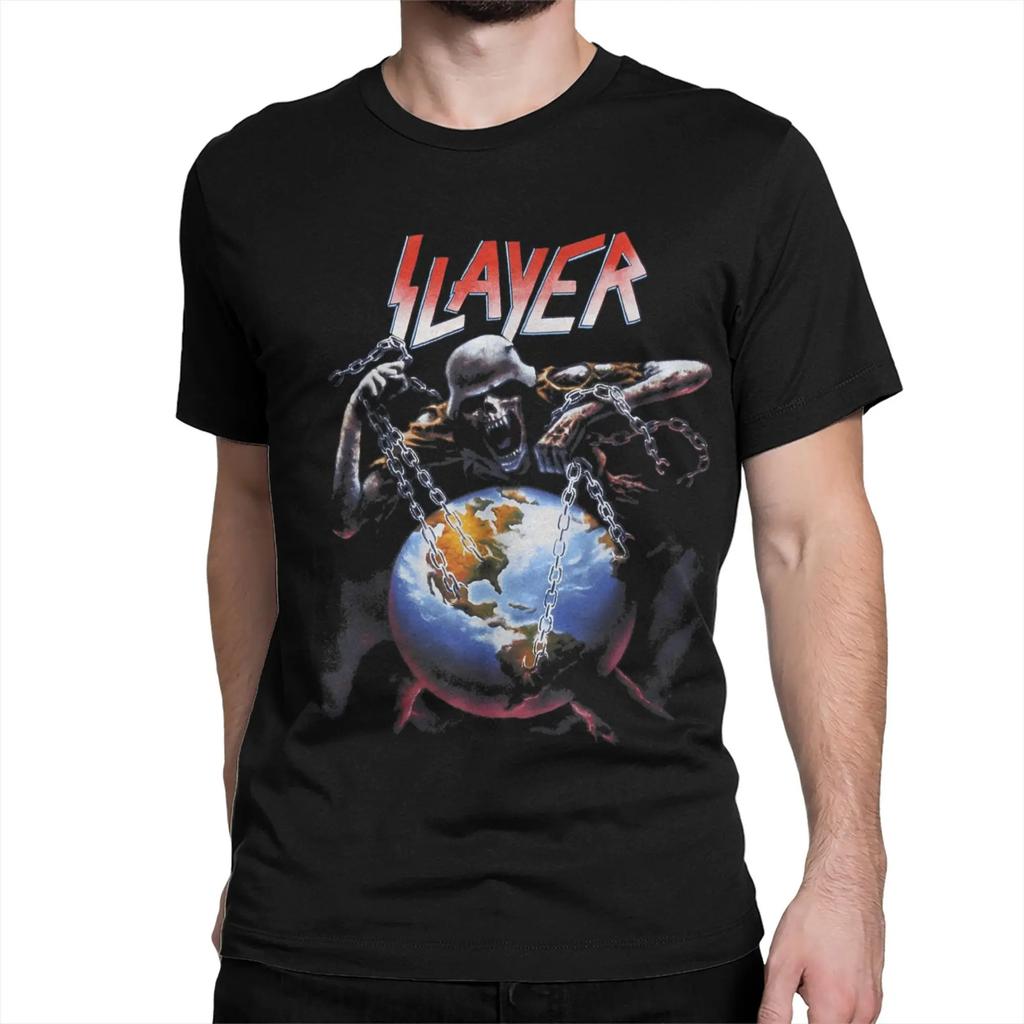 Harajuku High Quality Tops Heav Metal Slayer Print T-shirt Men Women Streetwear Oversized Vintage Cotton Loose Clothing Unisex