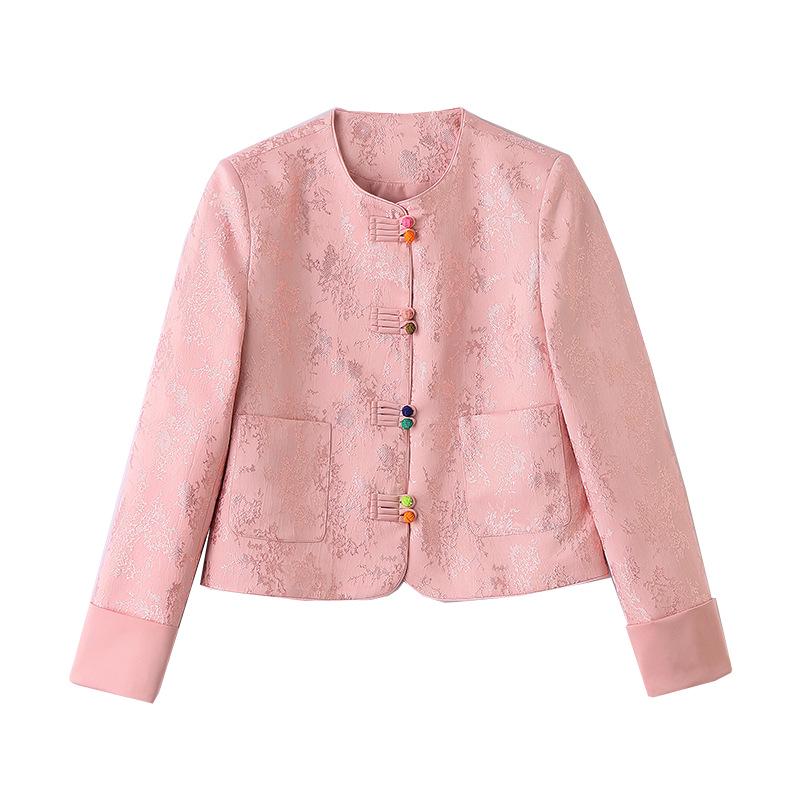 Women's Retro Jacquard Jacket - Short, Age-Reducing, National Style, Spring/Autumn 2025 (B2809)