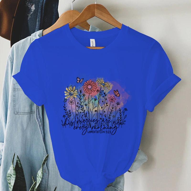 Women Christian Tshirt His Mercies Are Everty Lamentation 323 Print T Shirt Vintage Bible Verse Shirt Religious Faith Tshirt
