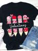New Valentines Day Women Crew Neck Printed TShirt Valentines Day ShortSleeve Fashion Patterned Shirt Top Plus Size Streetwear
