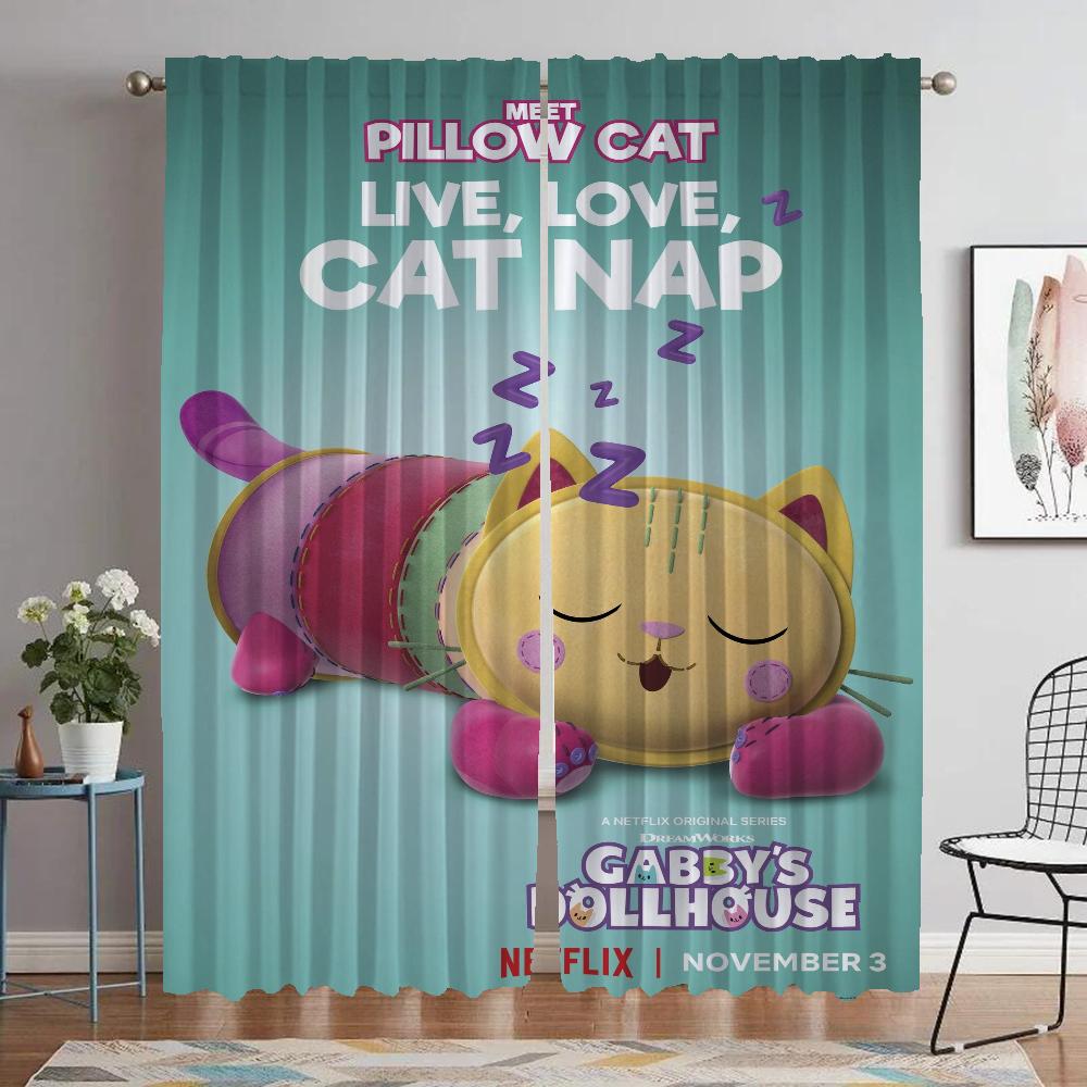 Gabby's Dollhouse Curtains Child Room Blackout Curtains for Camera Living Room Curtain Shades Halloween Decoration Partition