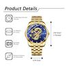 Dragon Watch Men's Stainless Steel Gold: Luminous Analog Calendar Dragon Quartz Watch Antique 3ATM Waterproof Men's Fashion Accessories Gold -
