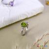 S925 Sterling Silver Ring Natural Peridot Garnet Crystal Inlaid Brushed Craft Fashion Finger Ring For Women