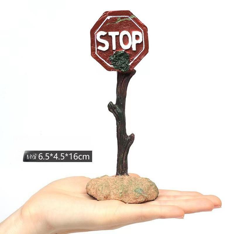1Pc Resin Aquarium Decoration Ornaments Artificial Shark Warning Sign Landscaping Accessories for Fish Tank Aquarium Background