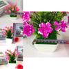 Plastic Potted Faux Flowers Collection With Lilies Roses And Cones For Home Decoration