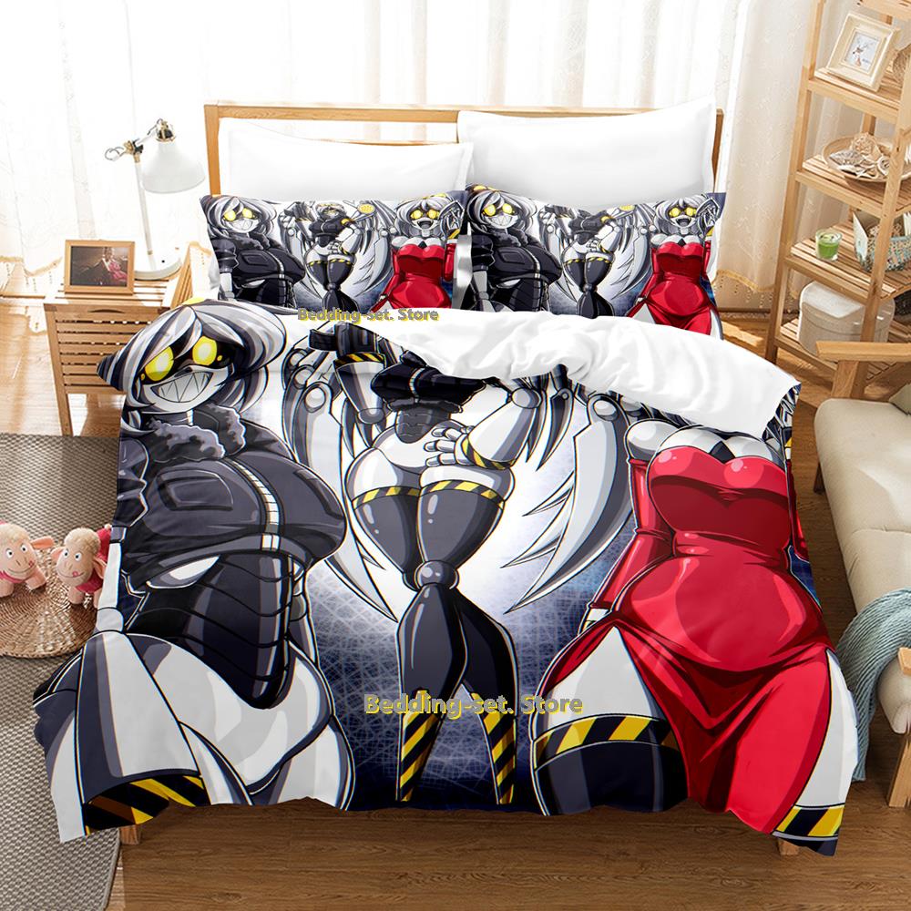 Comforter Murder Drones Bedding Set Cartoon Anime Three-Piece Set Adult Kid Bedroom Three-Piece Suits 3D Kawaii Queen Size Bed Sheets