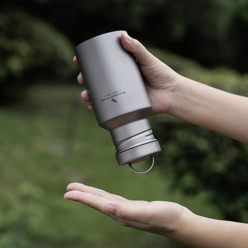 Boundless Voyage Titanium Water Bottle, Ultra-Lightweight, Wide-Mouth, Direct-Drink, for Hiking, Cycling, Sports, and Outdoor Activities, Camping, and