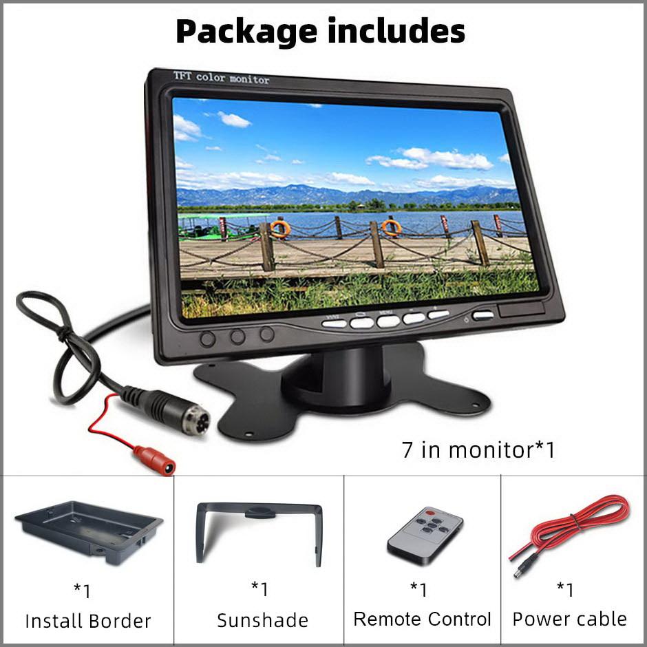 7 " HD Car Monitor TFT LCD Sunshade Display Rear View Screen 12V/24V for Vehicle Backup Camera CCTV Home Security Surveillance