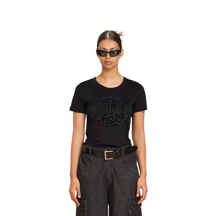 Moncler FW21 Letter Pattern Short Sleeve T-Shirt Women Tops Black H20938C00016829FB999