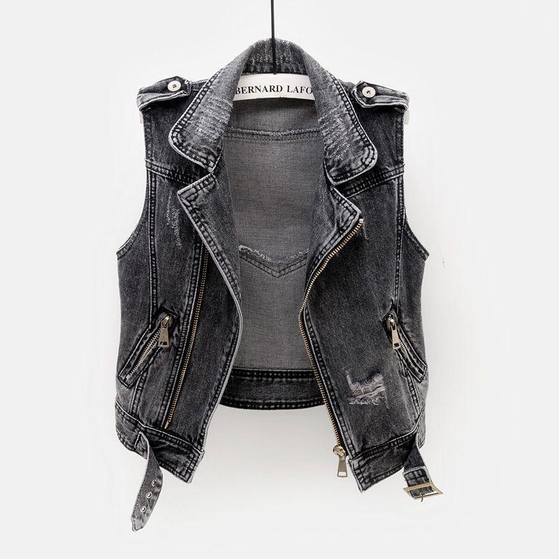 

Women s Slimming Denim Vest - Black, Short, Versatile Korean Style for Spring & Autumn L for 100-110 lbs