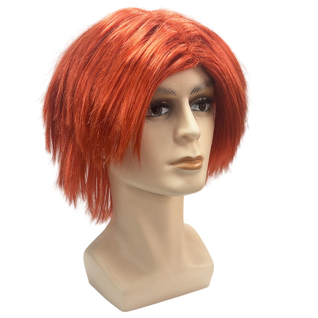 Helles Orange-Rot Kurzer Bob Schnitt Perücke Flauschig Geschichtet Schräger Pony Natürlicher Glanz Mode Täglich synthetische Perücke