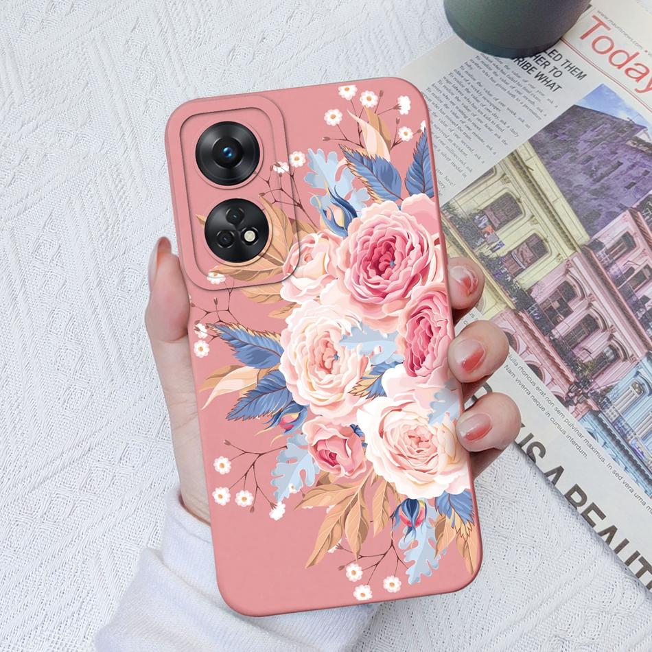 Phone Case For OPPO Reno 8T 4G 5G 8Z 8Lite Cover Cartoon Camera Protection Liquid Silicone Bumper For OPPO Reno8 T Fundas Gift