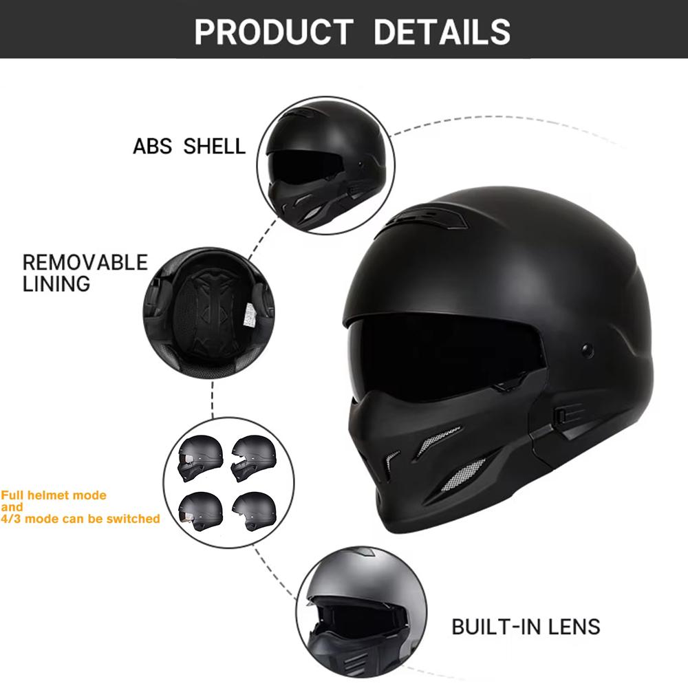 Motorcycle Helmet Retro Modular Open Face Full Face Helmet DOT Approved Detachable Capacete De Moto Helmet Four Seasons