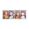 Mini Resin Christmas Tree Ornaments Set, Santa Elk Dog Cat House Pendants With Hanging Rope, 4 Pack, Classic Holiday Decor