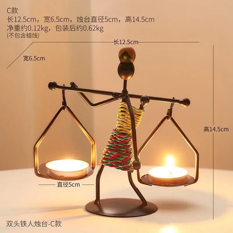 Creative Nordic Candle Holder Candlestick Romantic Candlelight Dinner Iron Men Restaurant Decor Handmade for Home Decoration