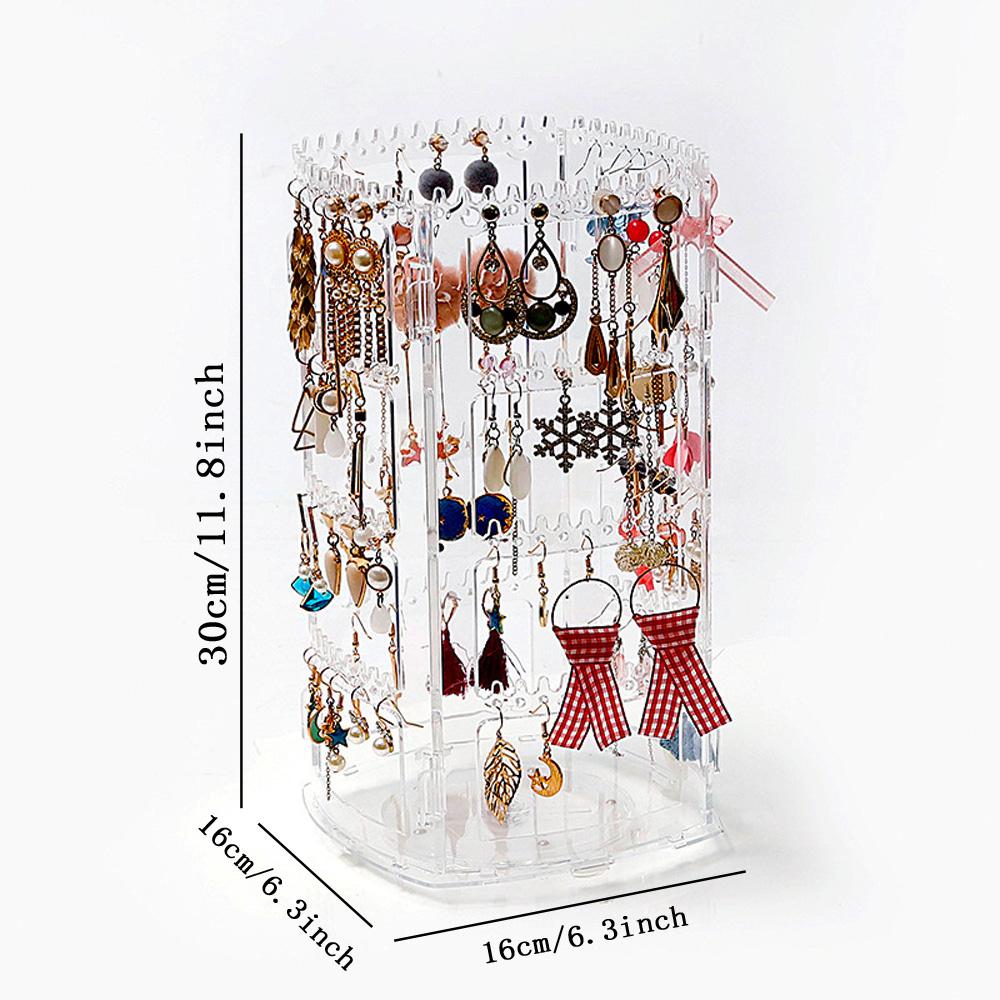 360 Grad Drehbarer Schmuckaufbewahrungsbox 2025 Ohrring-Präsentationsständer Kunststoff Ohrring-Organizer Halter Vitrine Schmuck Make-up Koffer