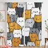 2 Stück 2D-Flachdruck Fensterbehandlung Vorhänge Niedliche Katzen Kawaii 100% Polyester Ohne Strom 0 für Wohnzimmer Außenbereich