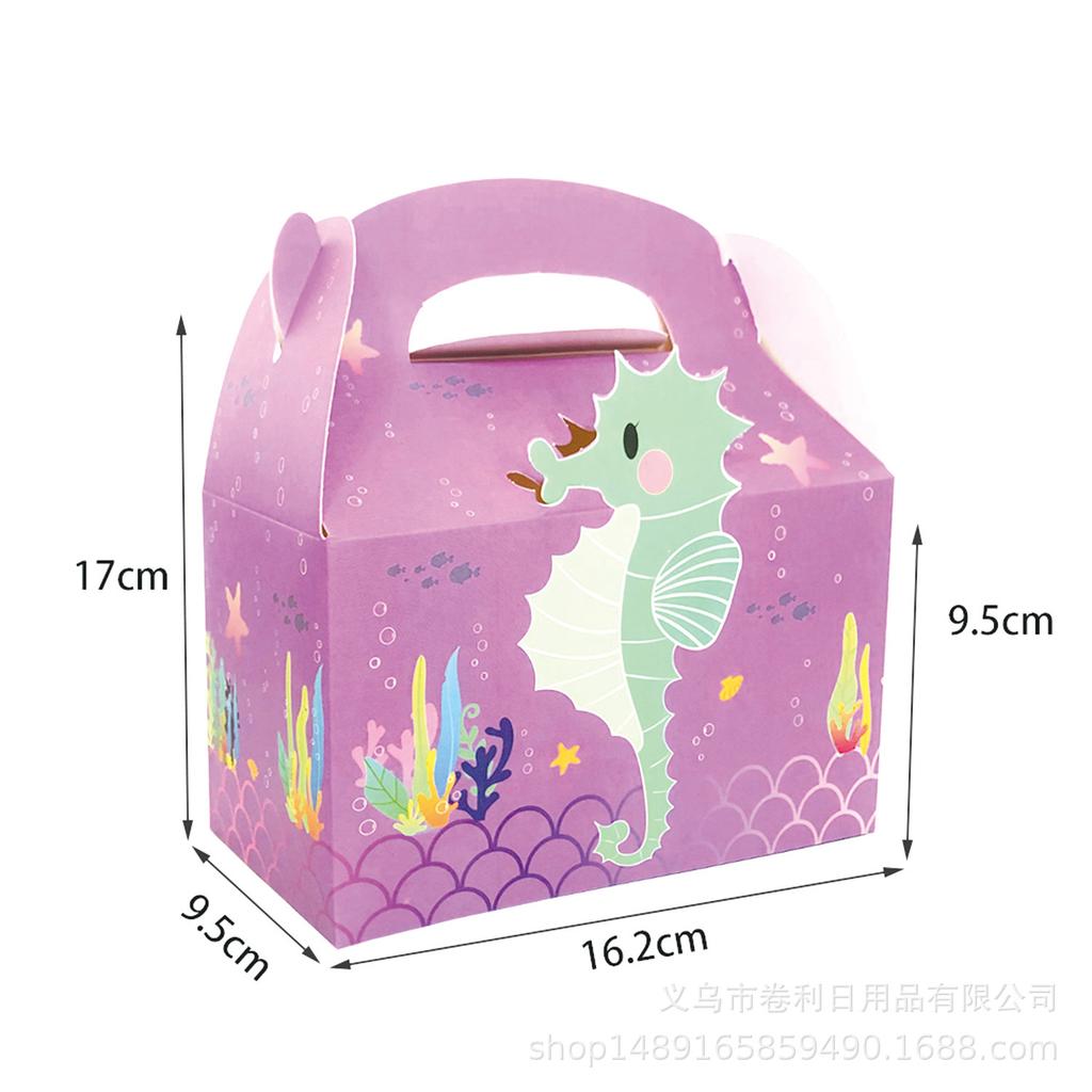 Fishtail Seahorse Shell Cartoon Gift Box Party Supplies Gift Cake Box Gift Paper Box Portable Horn Box