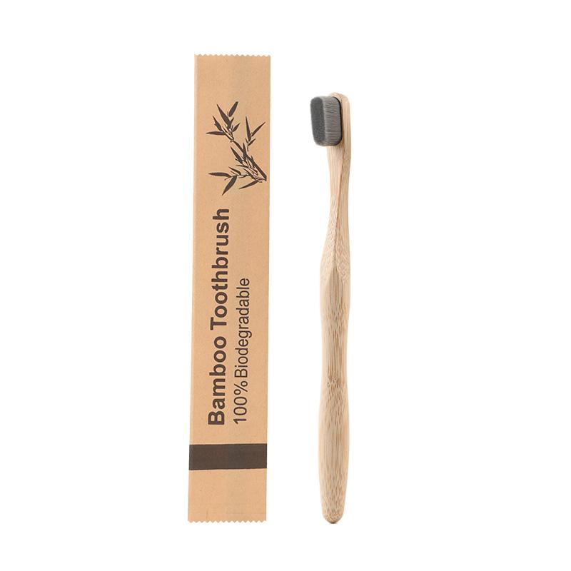 Custom Stock Eco Kraft Bag 12000 Ultra Soft Nano Bristles Biodegradable Calabash Grip Bamboo Toothbrush Nano Toothbrush
