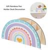 Wooden Rainbow Pencil Holder 5 Slots Decorative Pen Holder  Graduation Season