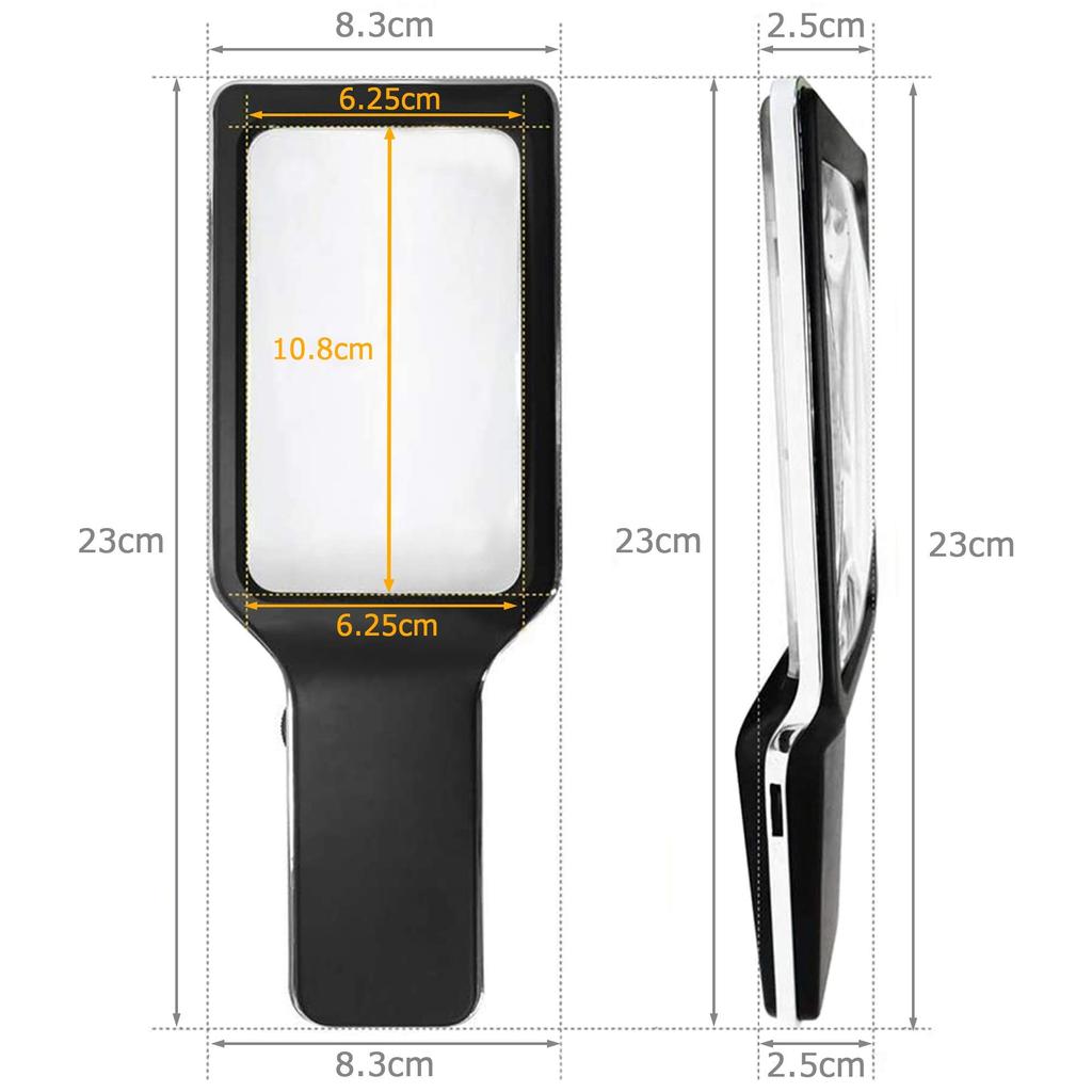 MAGDEPO 4x Magnification LED Handheld Magnifying Glass with Dimmer and Wide Reading Ideal for and Those with Poor Vision Due To Macular Manual
